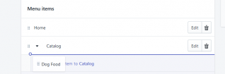 Shopify menu items