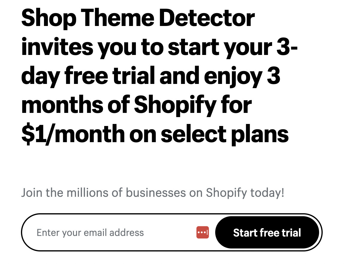 Sign up to Shopify