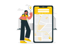 10 Best Shopify Google Maps Apps - An image depicting a person being directed by Maps from a phone.