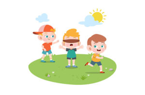 Shopify Hide Price Apps - Three children playing blindfold game on grass under sunny sky.