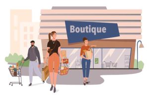 Best Shopify Themes for a Boutique Store - An image of people in front of a boutique store.