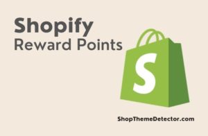 Shopify reward points - a green shopping bag with Shopify logo with a text of 'Shopify reward points' next to it.