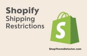 Shopify shipping restrictions - a green shopping bag with Shopify logo with a text of 'Shopify Ishipping restrictions' next to it.