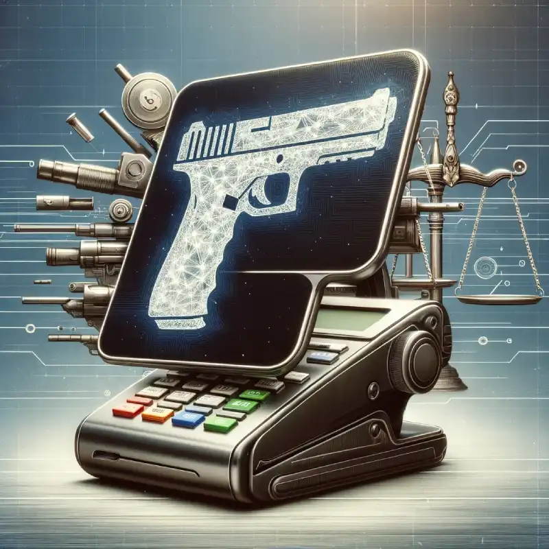 Can You Sell Guns with Shopify POS - A conceptual image featuring a blend of technology and firearms industry themes.