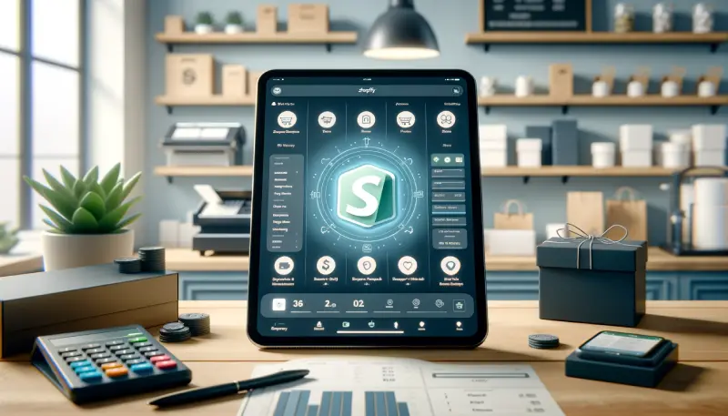 Which iPad for Shopify POS - A modern technology-themed image that visually represents an iPad with Shopify logo.