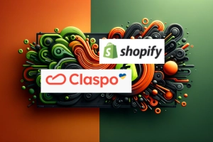 Claspo Integrates with Shopify, Empowering Merchants - combination of Claspo & Shopify colors and logo