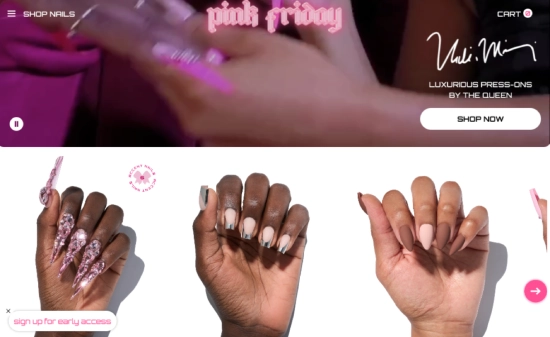 Partnership with Shopify - screenshot of Pink Friday website powered by Shopify
