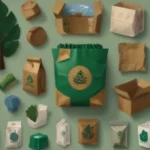 Shopifys Ongoing Commitment to a Greener Future - A collage of products showcasing sustainable packaging materials, such as recycled paper, biodegradable plastics, and reusable containers
