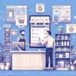 Shopify 2024 Releases Closing Gap with Amazon for SMBs - Illustrations depicting a small retail shop with a modern, minimalist design, featuring Shopify's AI-powered tools.