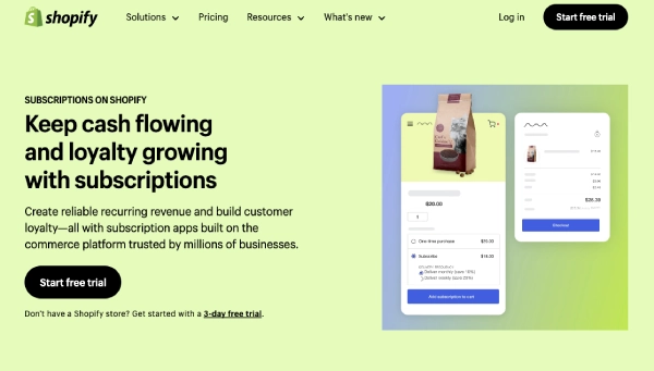 Shopify 2024 Releases Closing Gap with Amazon for SMBs - Shopify Subscriptions homepage