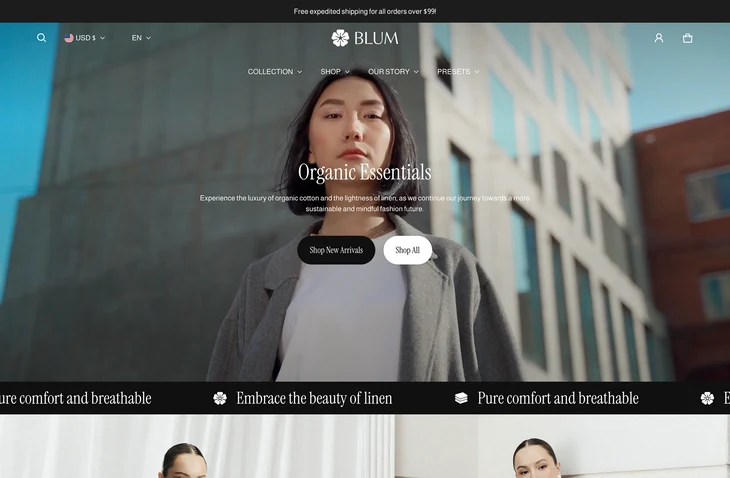 Blum Shopify theme storefront preview