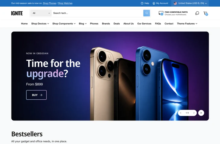 Ignite Shopify theme storefront preview