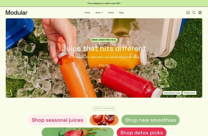 Modular Shopify theme storefront preview