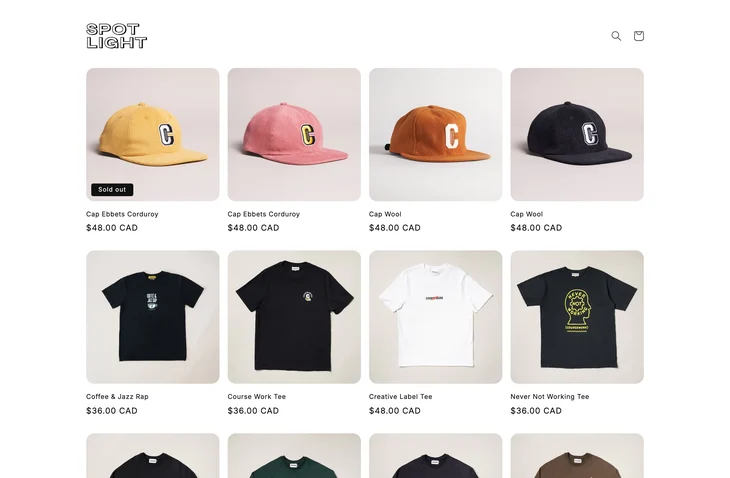 Spotlight Shopify theme storefront preview