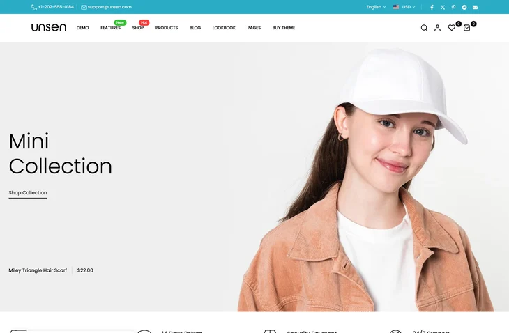 Unsen Shopify theme storefront preview