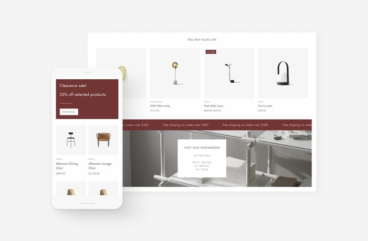 Atlantic Shopify theme product grid and mobile storefront preview