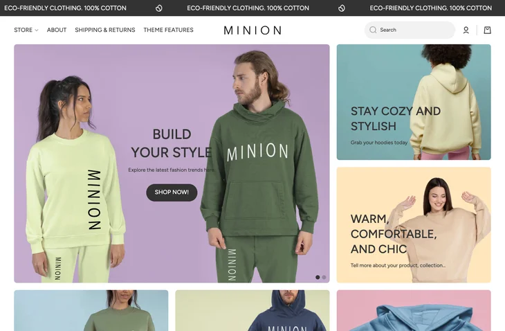 Minion Shopify theme storefront preview